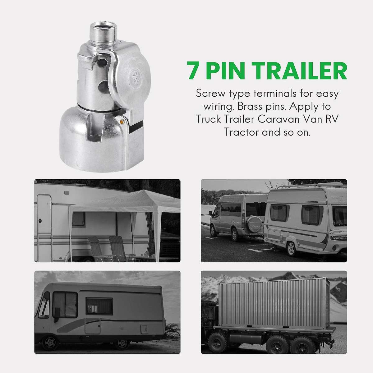 7 Pin Trailer Plug 12V Rv Sockets Towbar Towing Metal Connectors