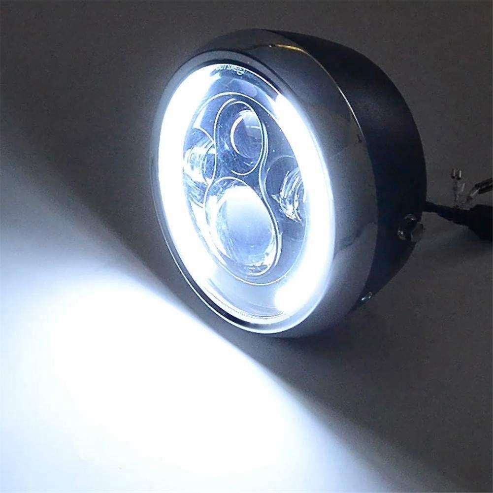 7.5 Inch Universal Round Motorcycle LED Headlights Retro Motorcycle Headlights Silver