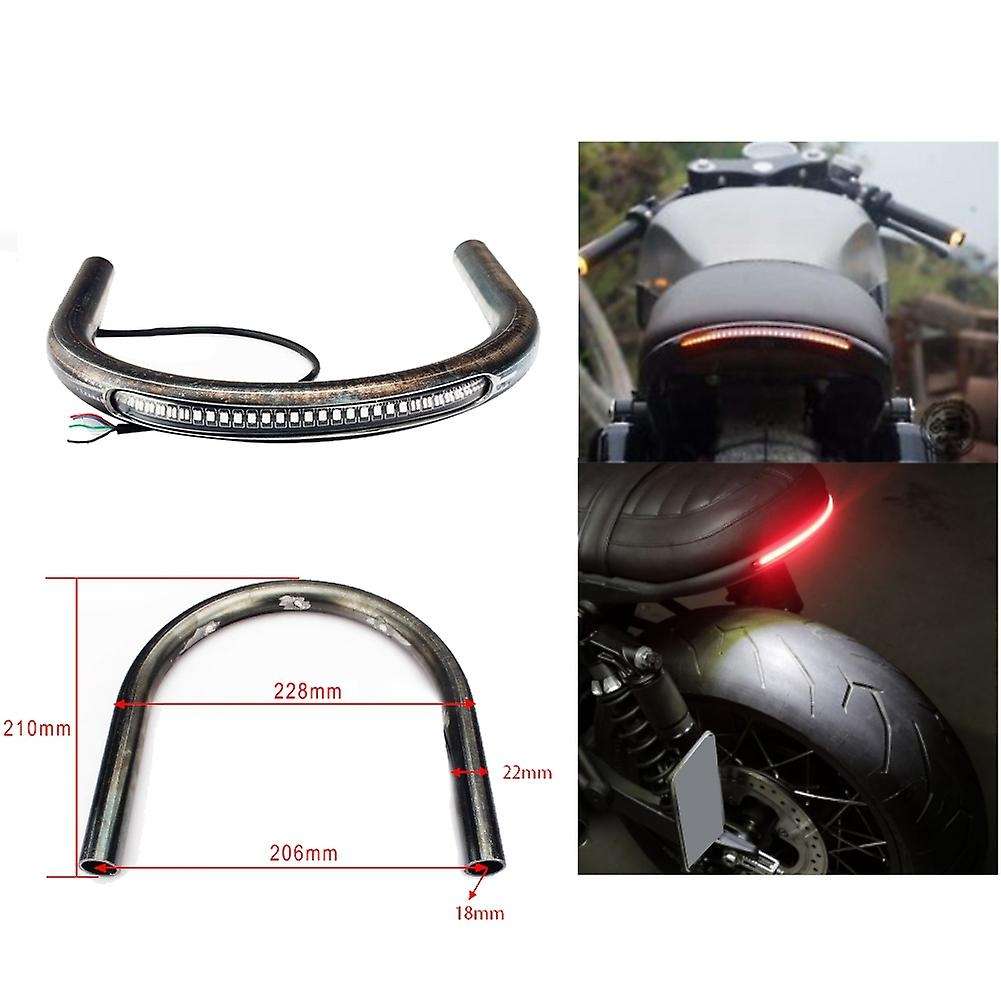 7/8 Inch Motorcycle Cafe Rear Seat Frame Hoop Loop LED Brake Turn Tail Light Universal Modified