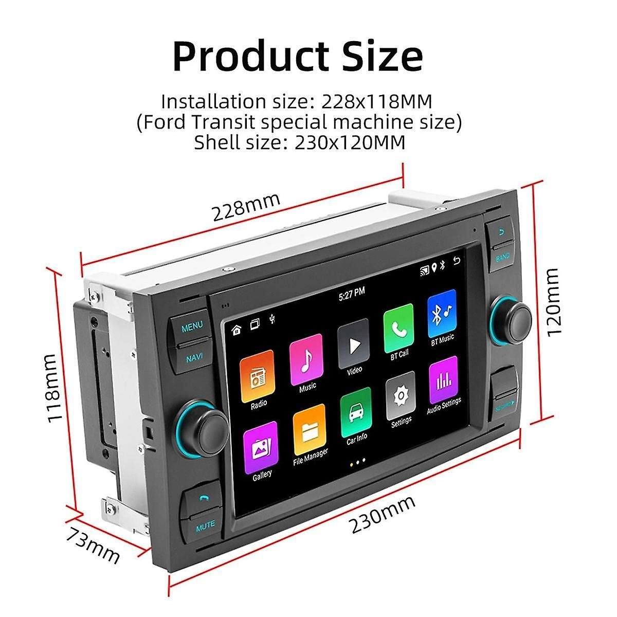 7in Car Radio for Focus C Max Mondeo Fiesta Galaxy Transit 2 Din Android Player Carplay WIFI GPS B