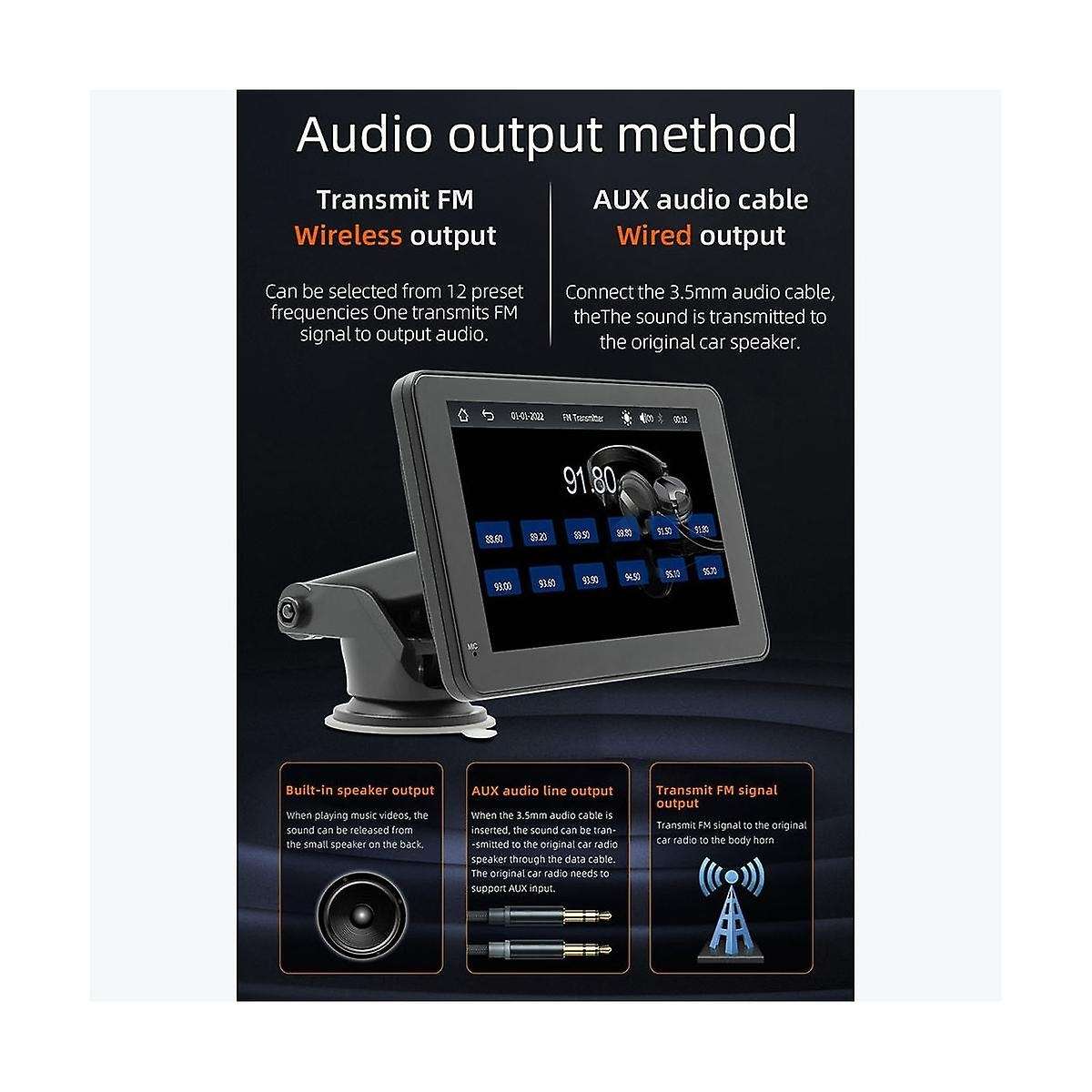 7inch Car Touch 2.5d Screen Wireless Carplay Android Auto Car Portable Radio Bluetooth Mp5 Fm Recei