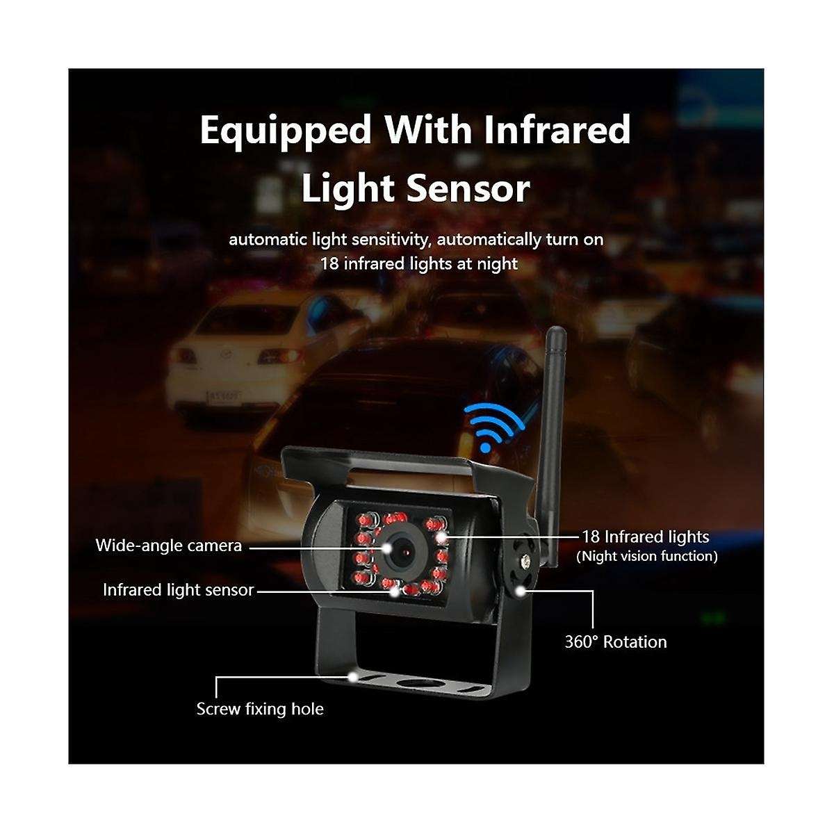 7InWireless Monitor Waterproof Vehicle 2 Backup Camera Kit TFT LCD Monitor Parking Assistance for B