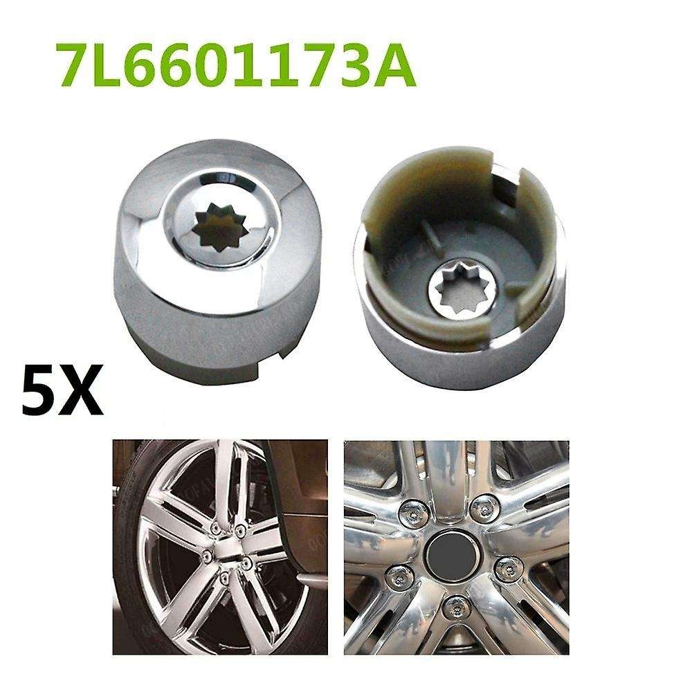 7L6 601 173A 2ZZ 5Pcs Chrome Wheel Lug Bolt Nut Cap Cover for 2004-2017 7L6601173A