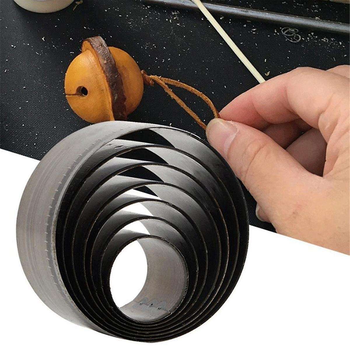 7pcs Short Scalp with Punching Leather Round Knife Tool Diy Hand Drilling Steel Round Punch Belt Pu