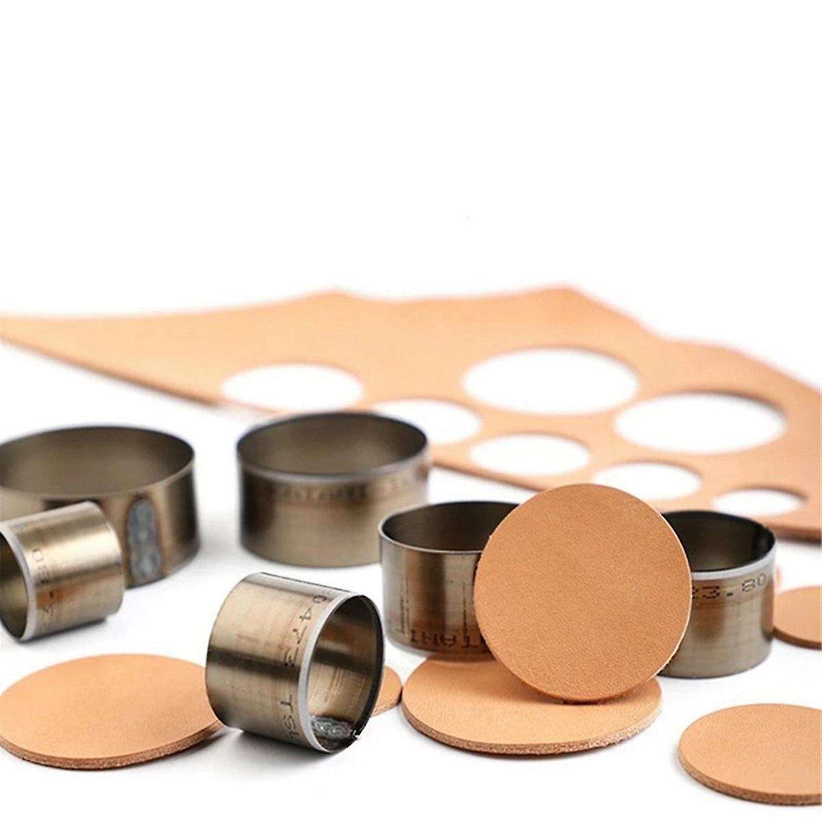 7pcs Short Scalp with Punching Leather Round Knife Tool Diy Hand Drilling Steel Round Punch Belt Pu