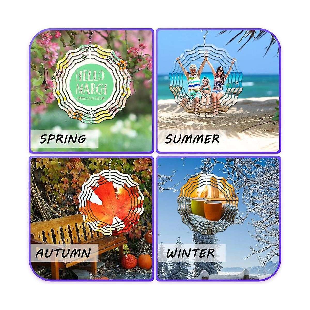 8 Inch 3d Wind Spinner Hanging Sublimation Wind Spinners for Garden Indoor Outdoor Window Decor Pati