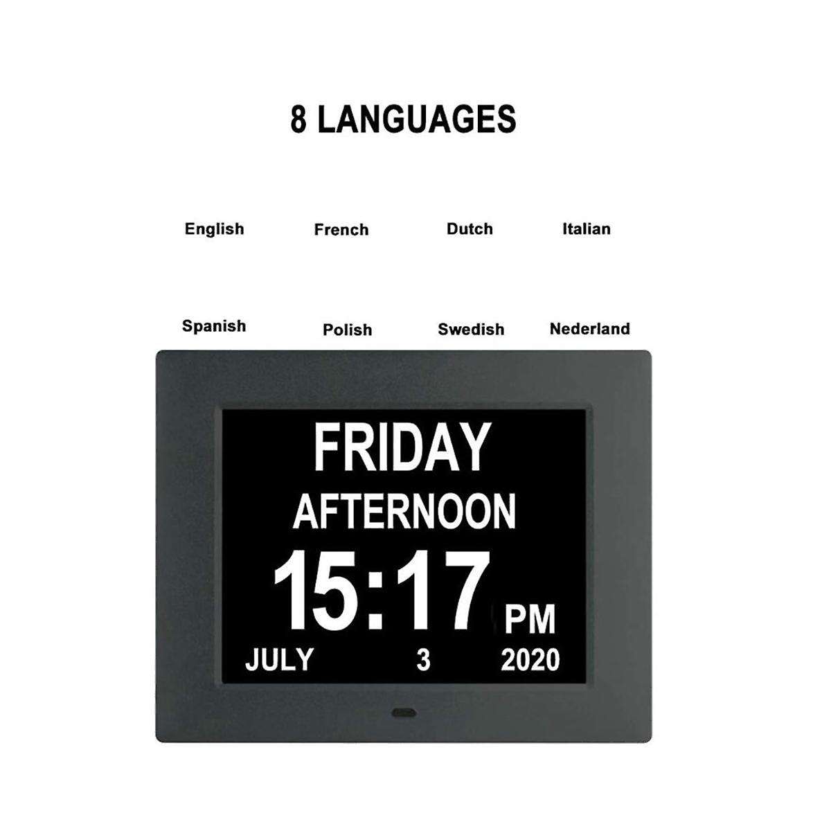 8 Inch Alarm -dementia Clock with Custom Reminders&remote Control Clock with Date Helps Memory Loss