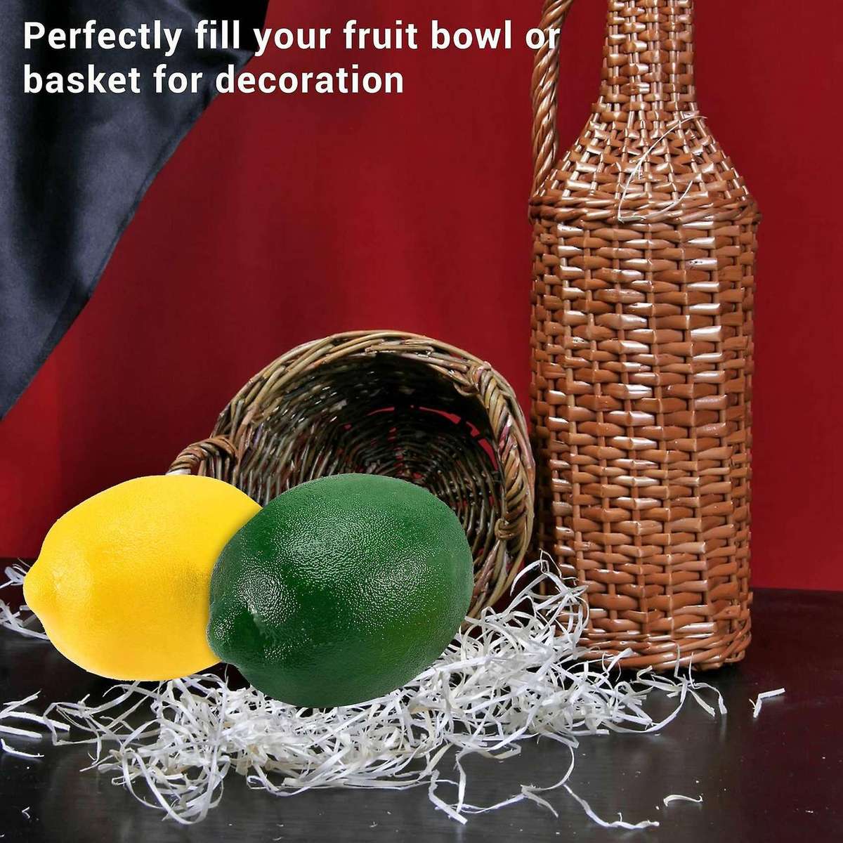 8 Pack Artificial Lemons Limes Fruit for Vase Filler Home Kitchen Party Decoration, Yellow and Gree