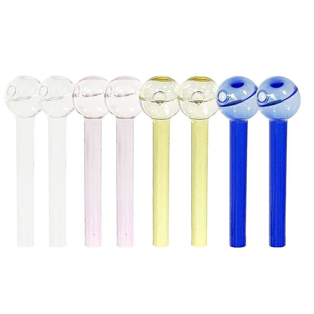 8 Pack Plant Watering Globes, Handmade Glass Balls Garden Water Device, Reusable Drinking Straws (B,