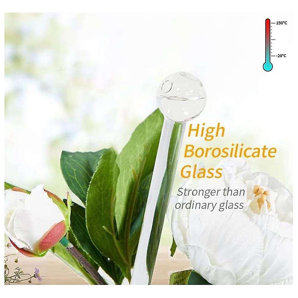 8 Pack Plant Watering Globes, Handmade Glass Balls Garden Water Device, Reusable Drinking Straws (B,