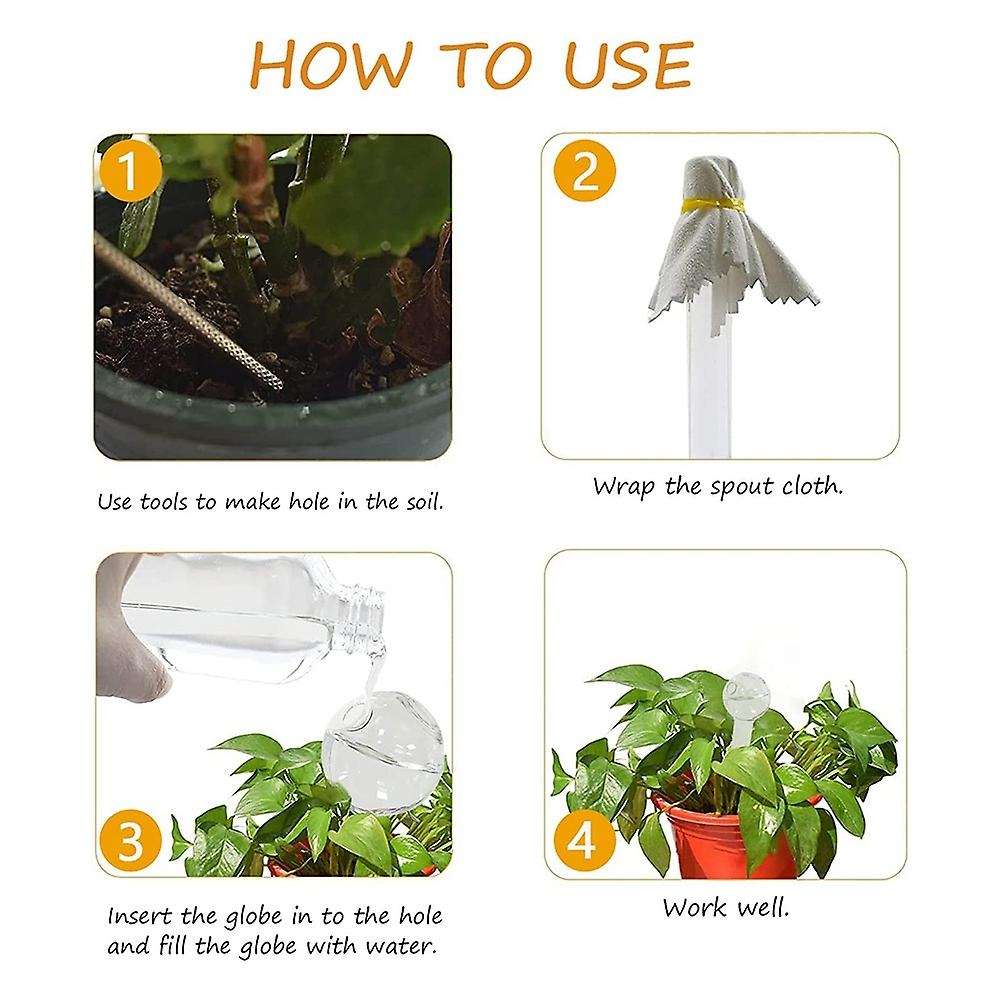 8 Pack Plant Watering Globes, Handmade Glass Balls Garden Water Device, Reusable Drinking Straws (B,