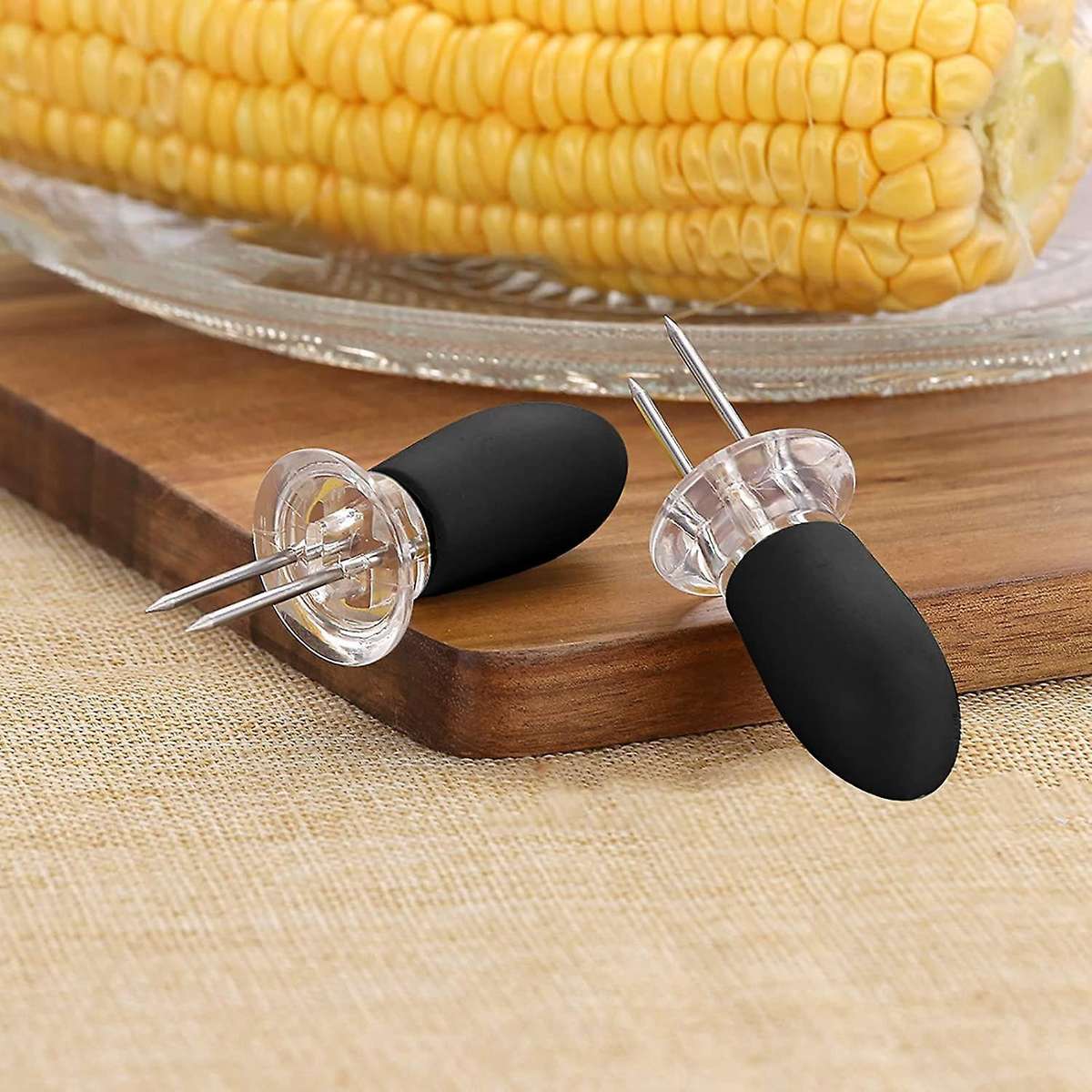 8 Pcs Stainless Steel Corn Fork Corn Rack Corn Cob Kitchen Utensils Creative Small Round Head Barbe