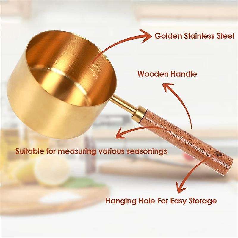 8 Piece Measuring Cups Set and Measuring Spoons, with Wood Handles