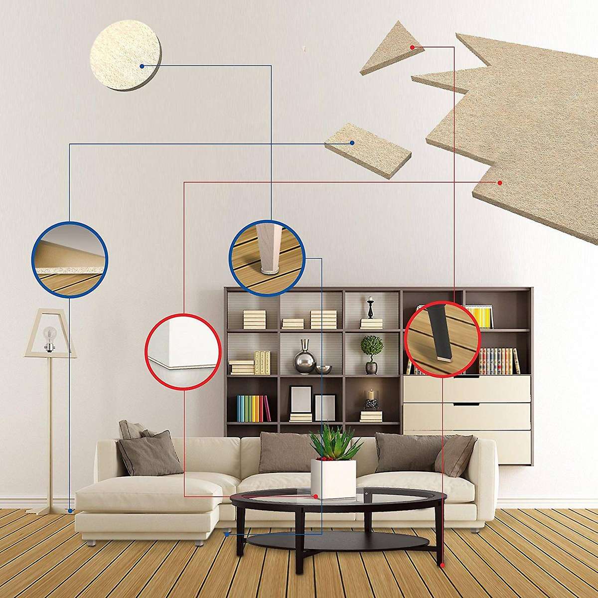 8 Self Stick Furniture Felt Sheets 12 Round Felt Pads to Protect Hardwood Floors&Furniture