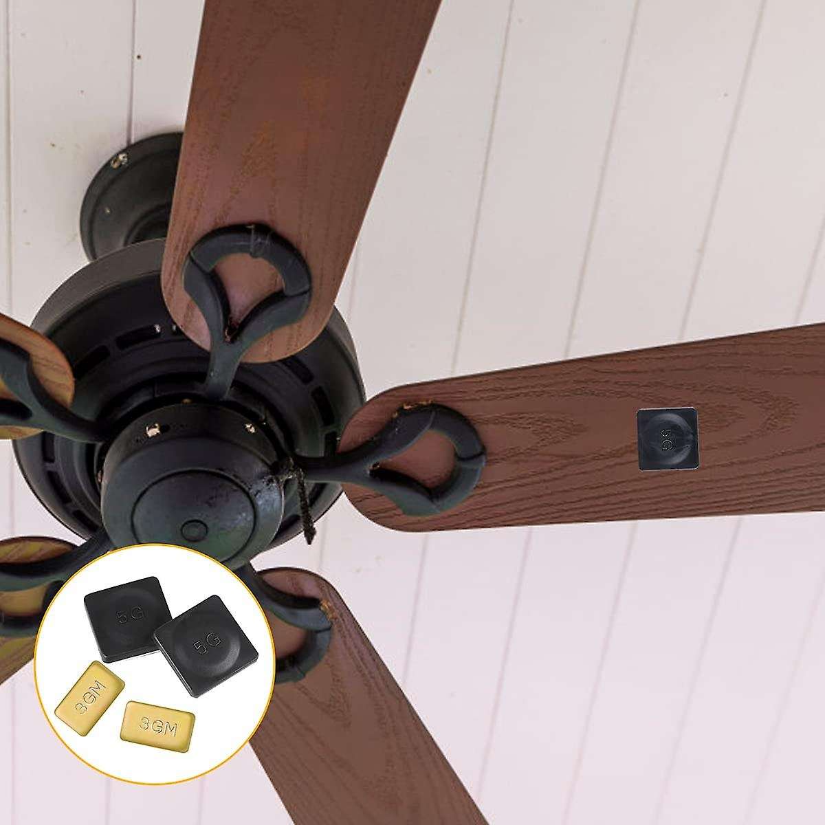 8 Sets Ceiling Fan Blade Balancing Kit Including Metal -Adhesive Gold 3G Weight, Metal -Adhesive Bl
