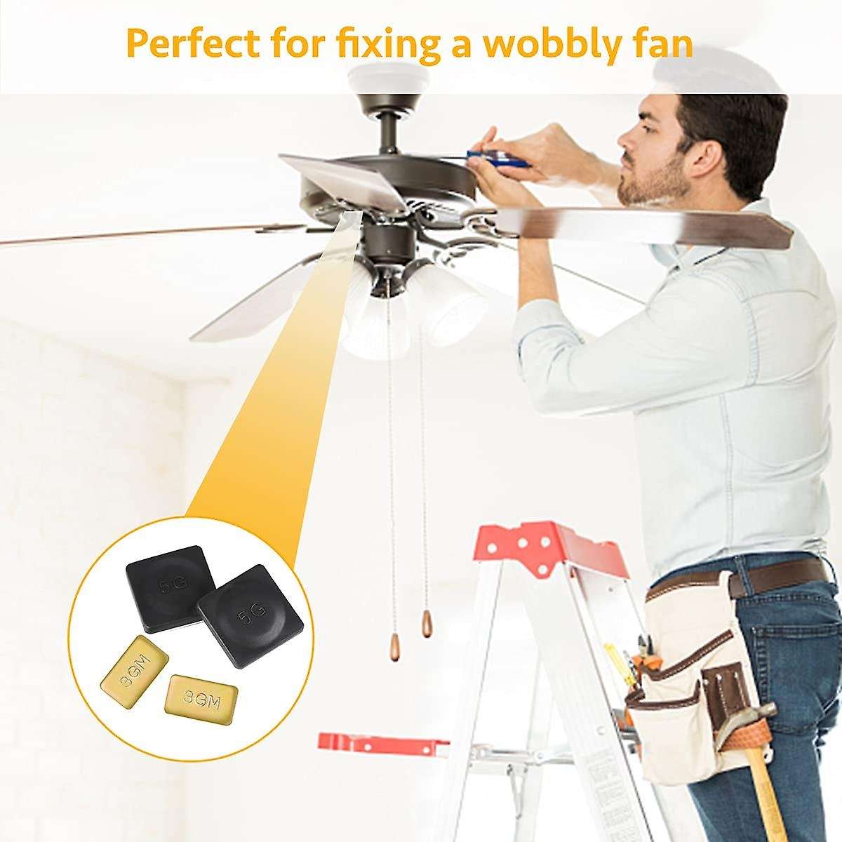 8 Sets Ceiling Fan Blade Balancing Kit Including Metal -Adhesive Gold 3G Weight, Metal -Adhesive Bl
