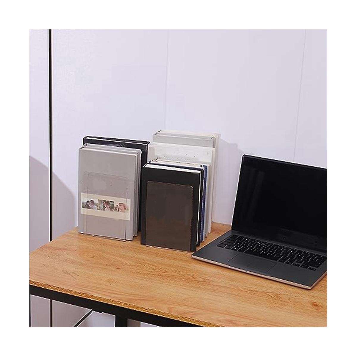 8 Transparent Bookends Acrylic Bookshelf L-shaped Bookend Picture Book Album Compartment Board Stora