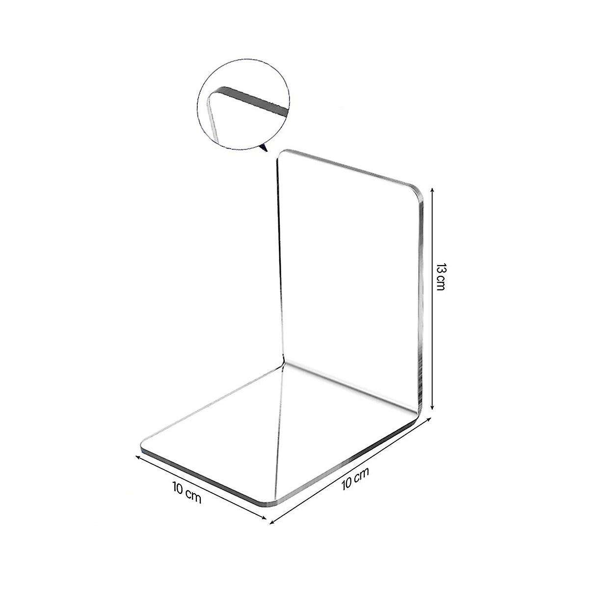 8 Transparent Bookends Acrylic Bookshelf L-shaped Bookend Picture Book Album Compartment Board Stora