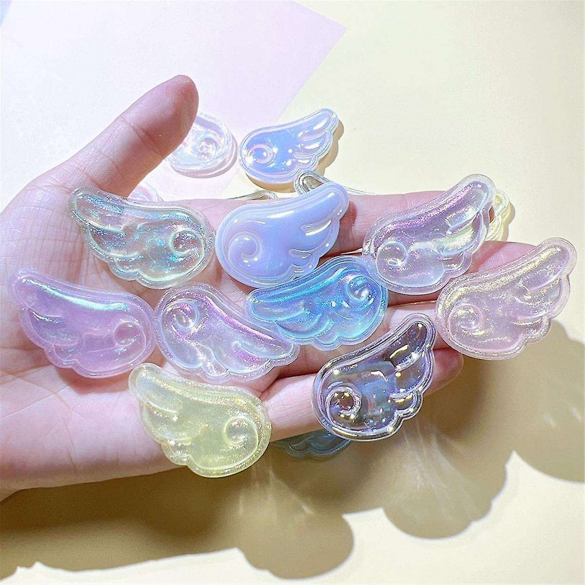80PCS Cute Colorful Shining Pearl Angel Wing Collection Flat Back Ornament Jewelry Bows Accessories