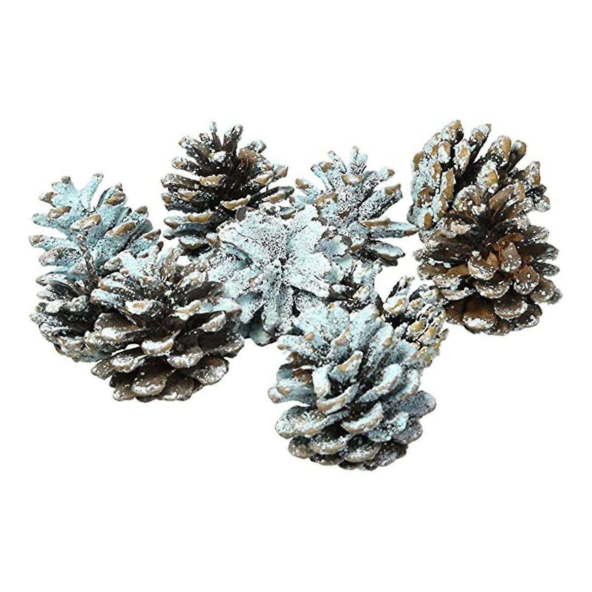 80Pcs Burning Fireplace Pine Cones Wood Burning Accessories, Fireplace, Campfire, Fire Pit Blue and