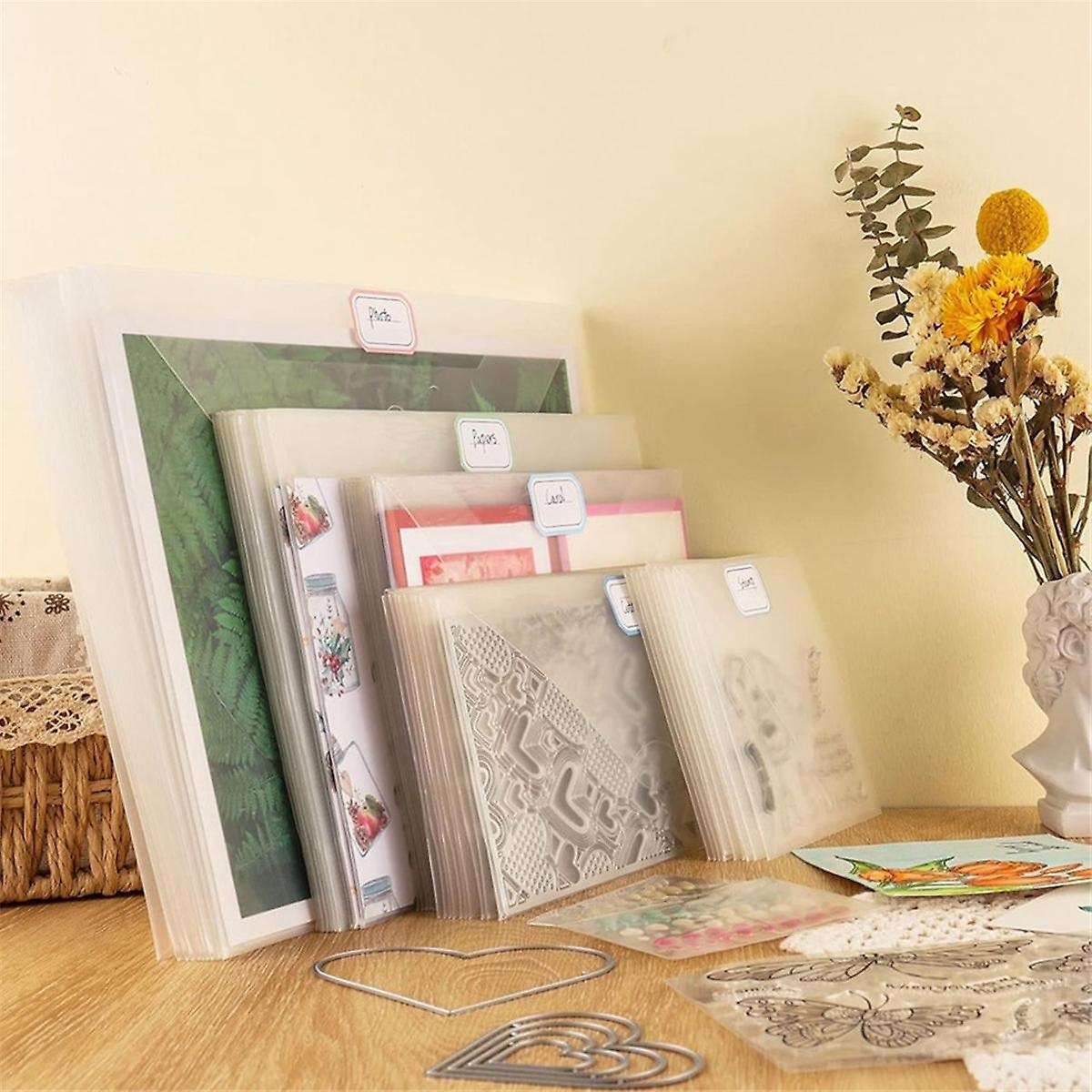 80PCS Storage Bag, for Cutting Dies Stencil Crafts Organizer Holder, 6X8.75Inch Clear Storage Envel