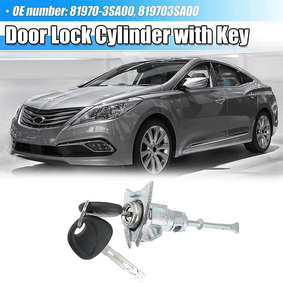 81970-3SA00 Front Door Lock Cylinder W/2 Keys for 2009-2014 Secondary Key Assembly Left Driver Side