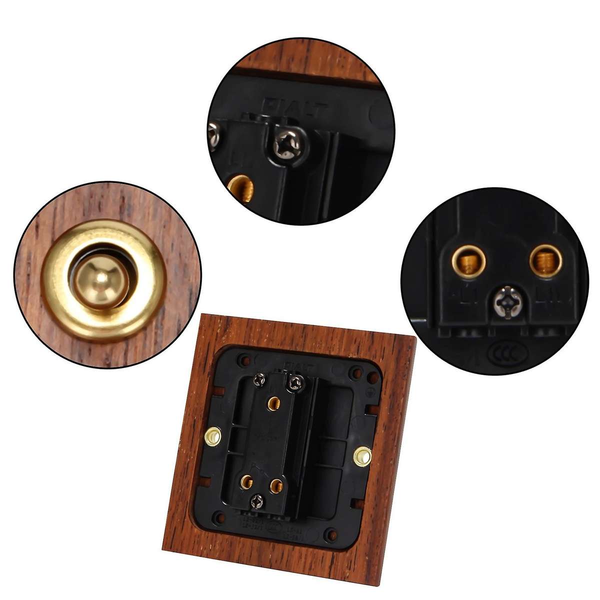 86 Type Solid Wood Panel Switch Wall Light Retro Brass Toggle Switch Wood Grain Electrical Switch So