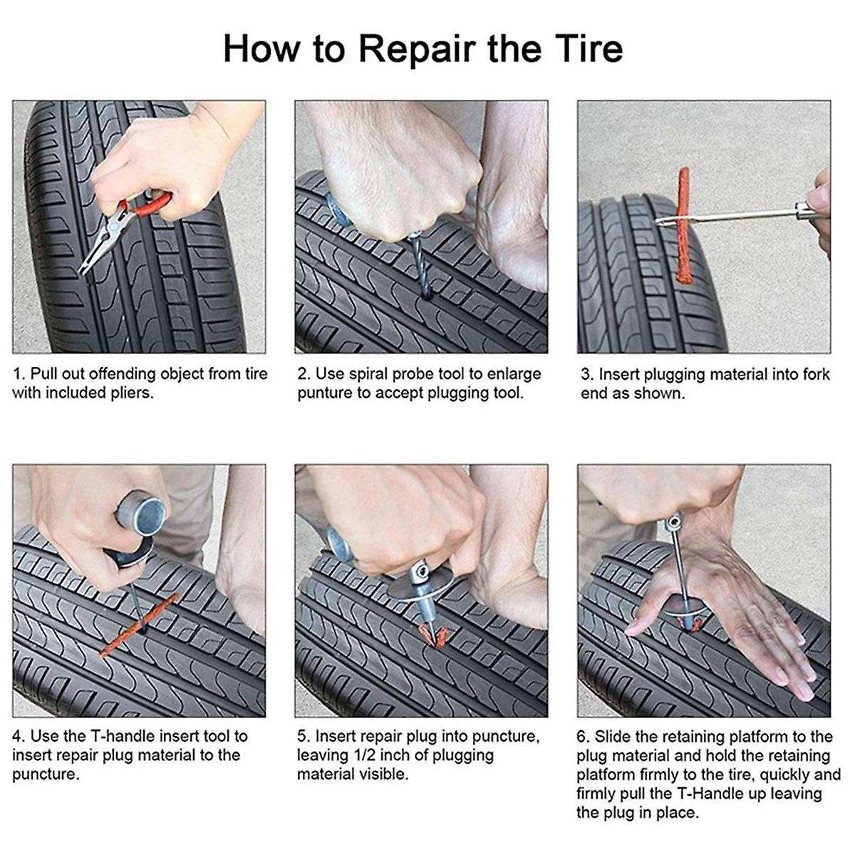 87Pcs Auto Tire Repair Kit Heavy Duty Tubeless Car Tire Repair Tool for Car, Truck, Caravans, Traile