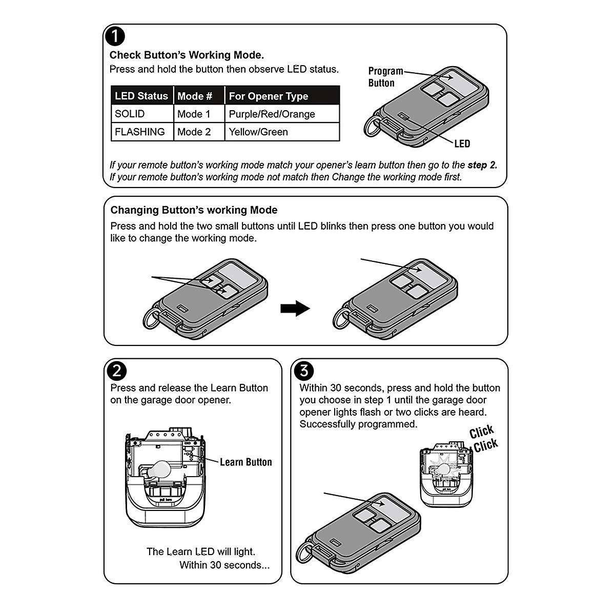 890MAX Garage Door Opener Remote for //, Universal 3 Button Garage Door Opener Remote