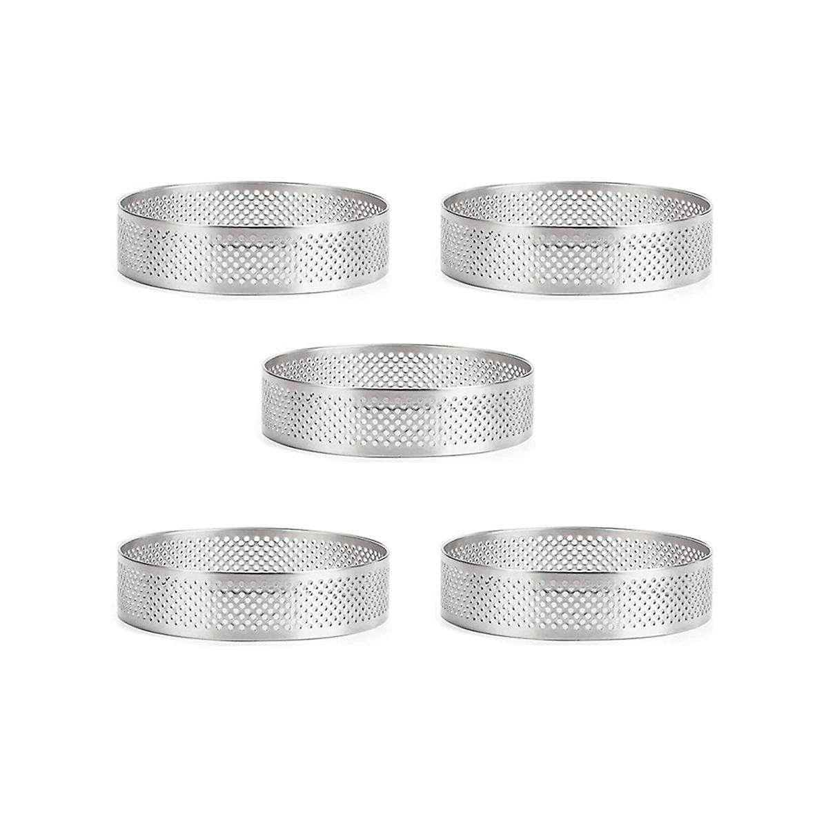 8cmTart Ring Stainless Steel Tartlet Mold Circle Cutter Pie Ring Heat Resistant Perforated Cake Mous