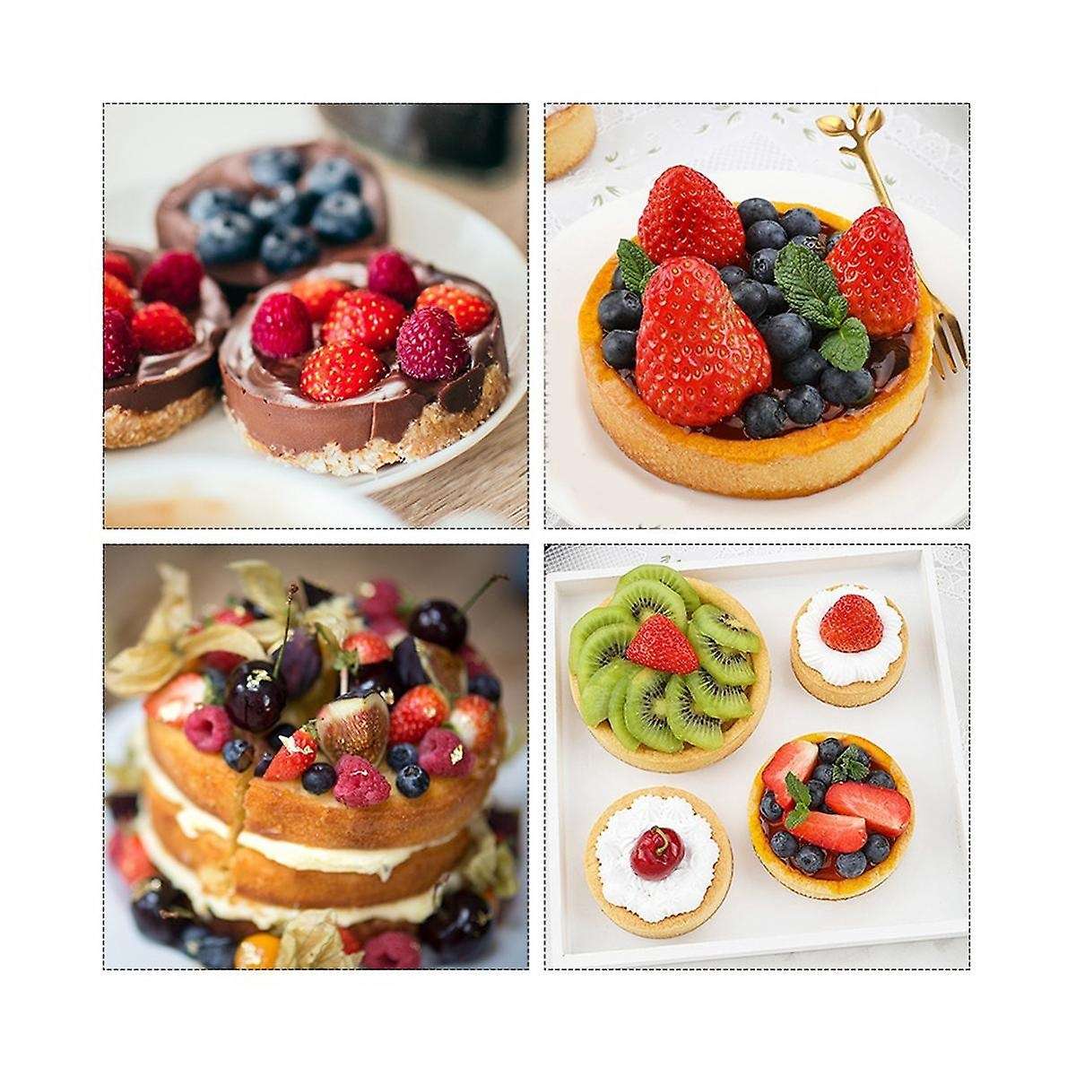 8cmTart Ring Stainless Steel Tartlet Mold Circle Cutter Pie Ring Heat Resistant Perforated Cake Mous