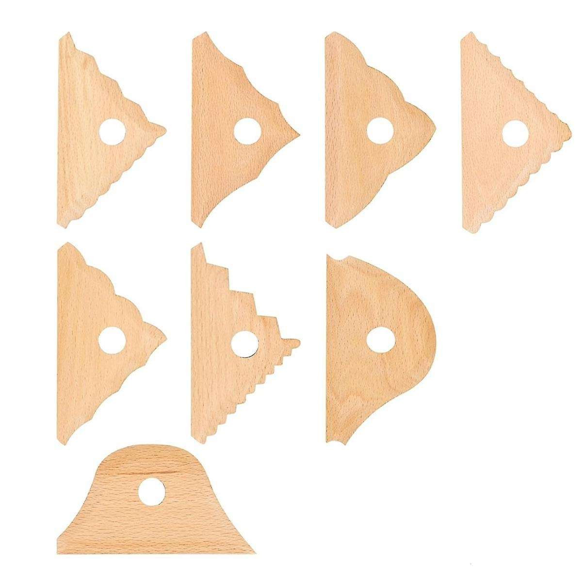 8Pcs Pottery Trimming Tools Pottery Ribs Pottery Clay Foot Shaper Tools Beech Wood Pottery Profile R