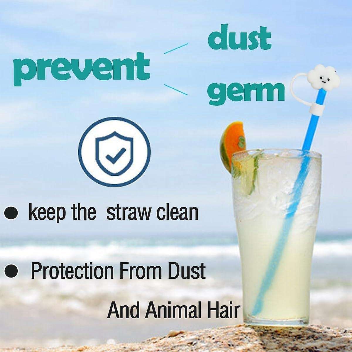 8Pcs Straw Tip Cover Cap Cup Dust-Proof Straw Cap Topper Reusable Silicone Straw Protectors for 0.4