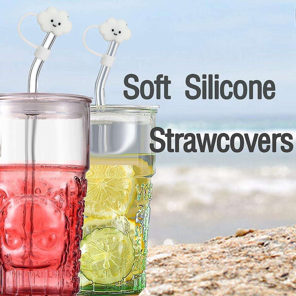 8Pcs Straw Tip Cover Cap Cup Dust-Proof Straw Cap Topper Reusable Silicone Straw Protectors for 0.4
