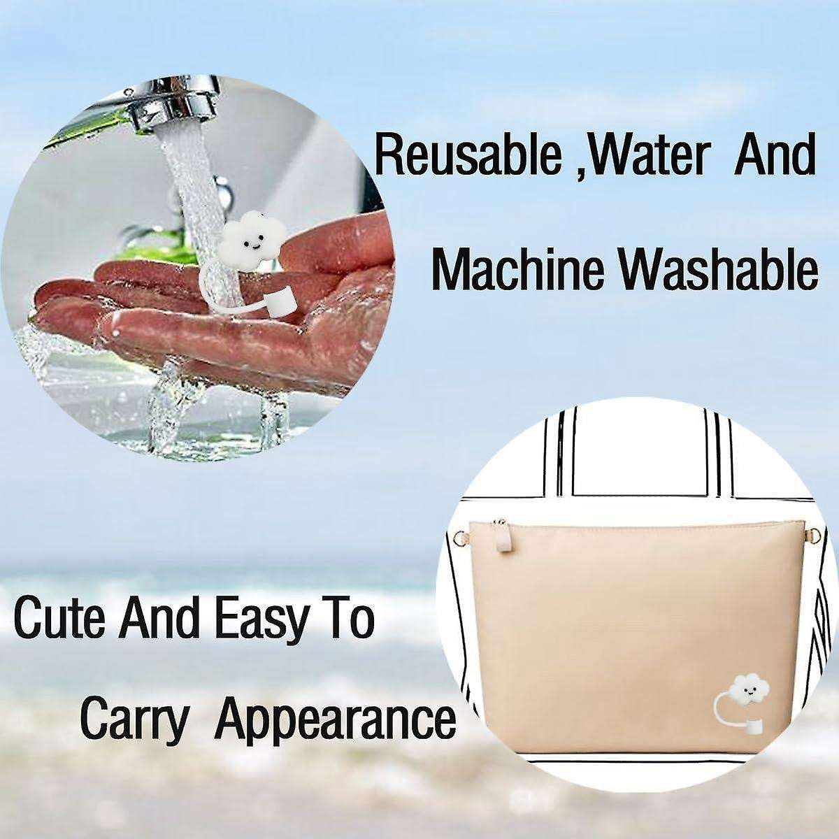 8Pcs Straw Tip Cover Cap Cup Dust-Proof Straw Cap Topper Reusable Silicone Straw Protectors for 0.4