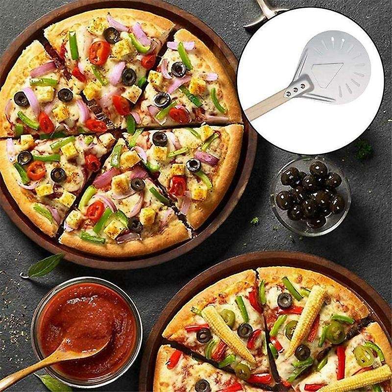 9 Inch Aluminum Perforated Pizza Peel Metal Round Pizza Paddle Non Wooden Handle Pizza Spatula