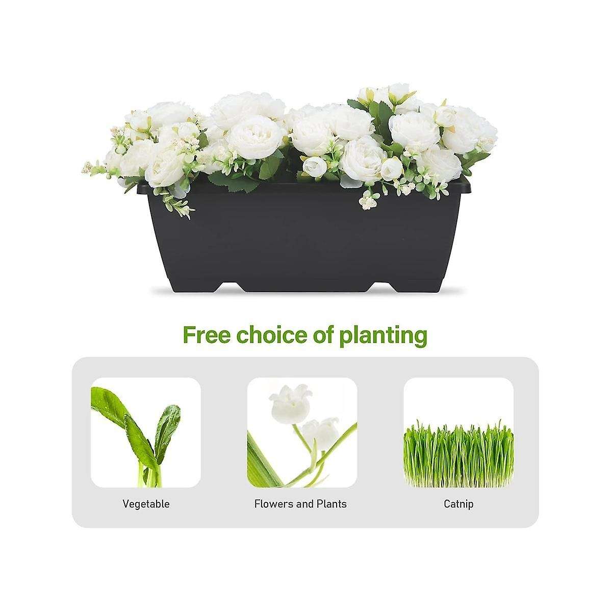 9 Pack Window Box Planter 17 Inch Black Plastic Vegetable Flower Planters Boxes Rectangular Flower