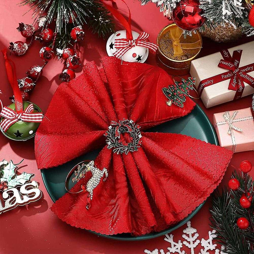 9 Pieces Christmas Napkin Rings Set Metal Christmas Napkin Holder