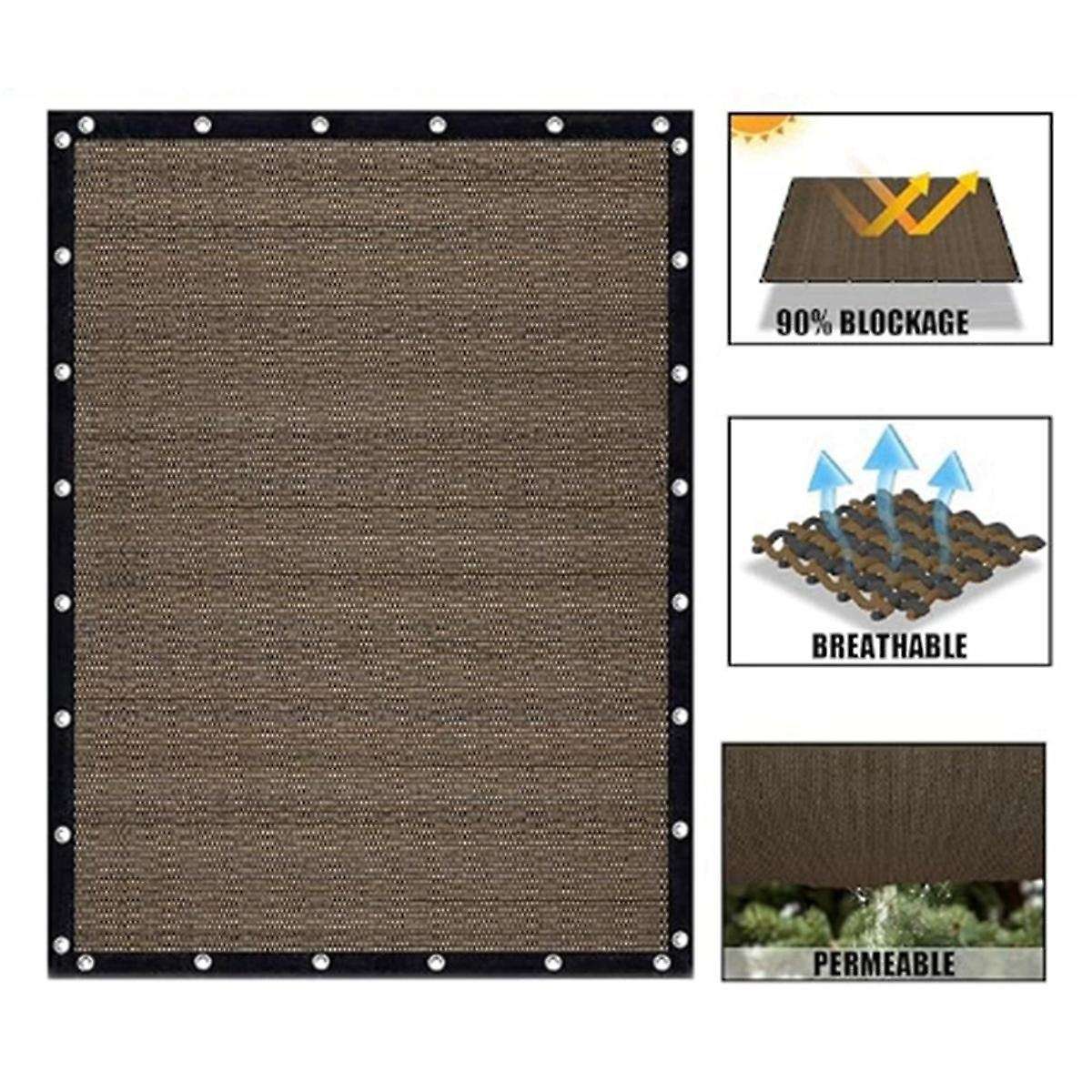 90% Sun Shade Cloth with Grommets 10in X 14in Pergola Replacement Shade Cover Canopy Privacy Screen