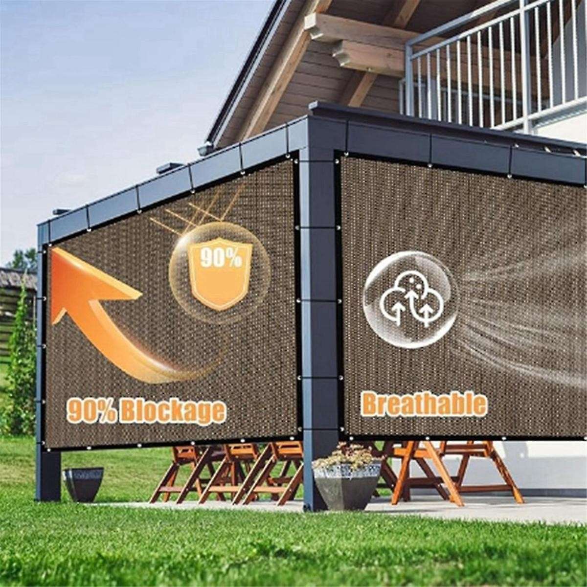 90% Sun Shade Cloth with Grommets 10in X 14in Pergola Replacement Shade Cover Canopy Privacy Screen