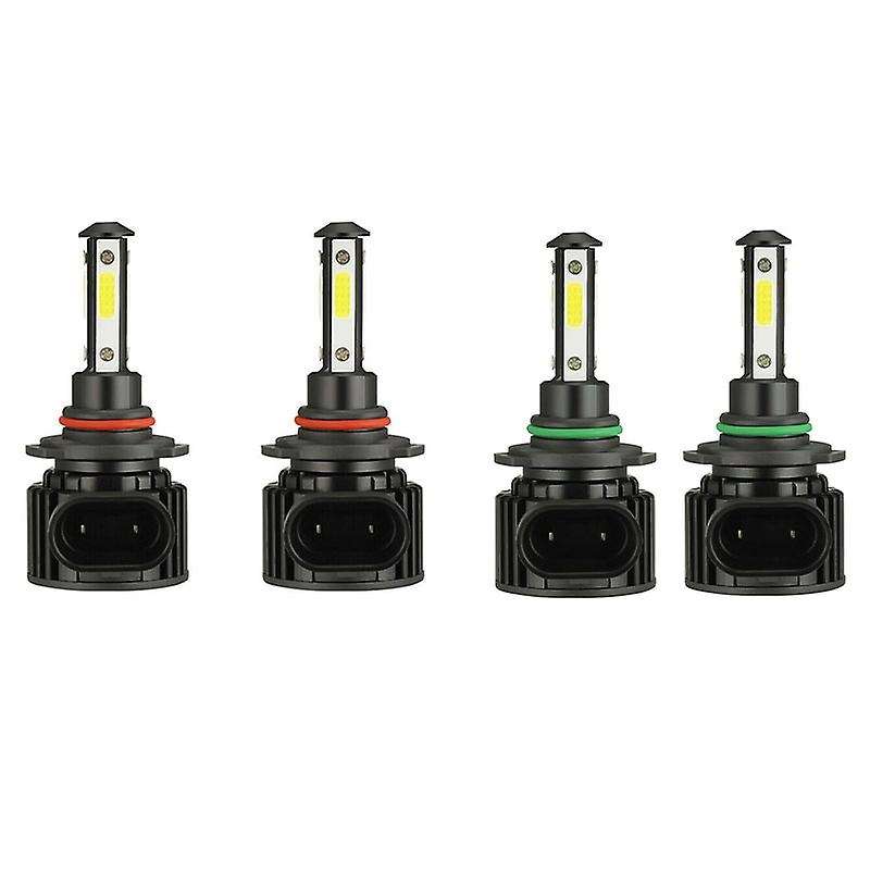 9005 9006 Combo 4Side LED Headlight Fog Kits Bulb 6000K White High Low Beam