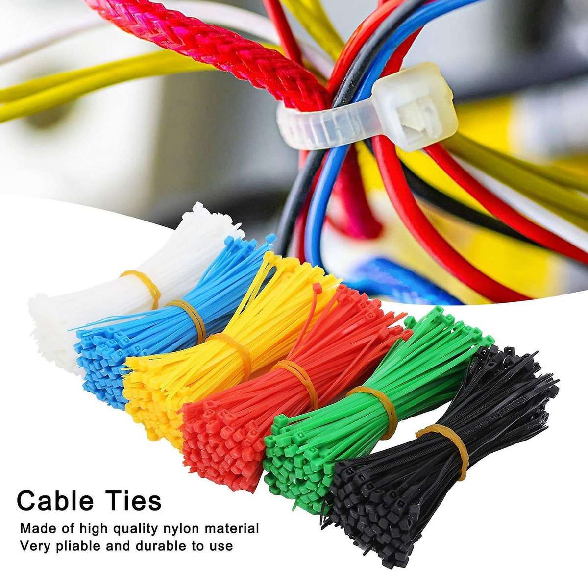 900 Pieces Self-Locking Nylon Cable Ties Multi-Colored Portable Cable Ties Organizer 2X100mm
