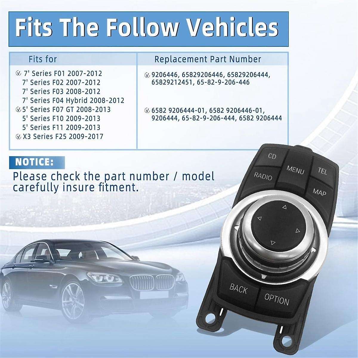 9206444 Media Joystick 10PIN for F07 F10 F11 F01 F02 F25 F04 Hybrid X3 65829206446 65829206444