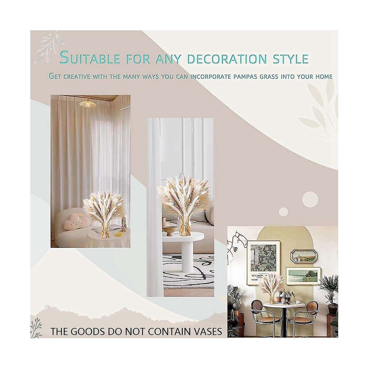 93pcs Natural Pampas Grass Mix Bouquet Dried Pampas Bouquet for Wedding Boho Flowers Home Table Dec