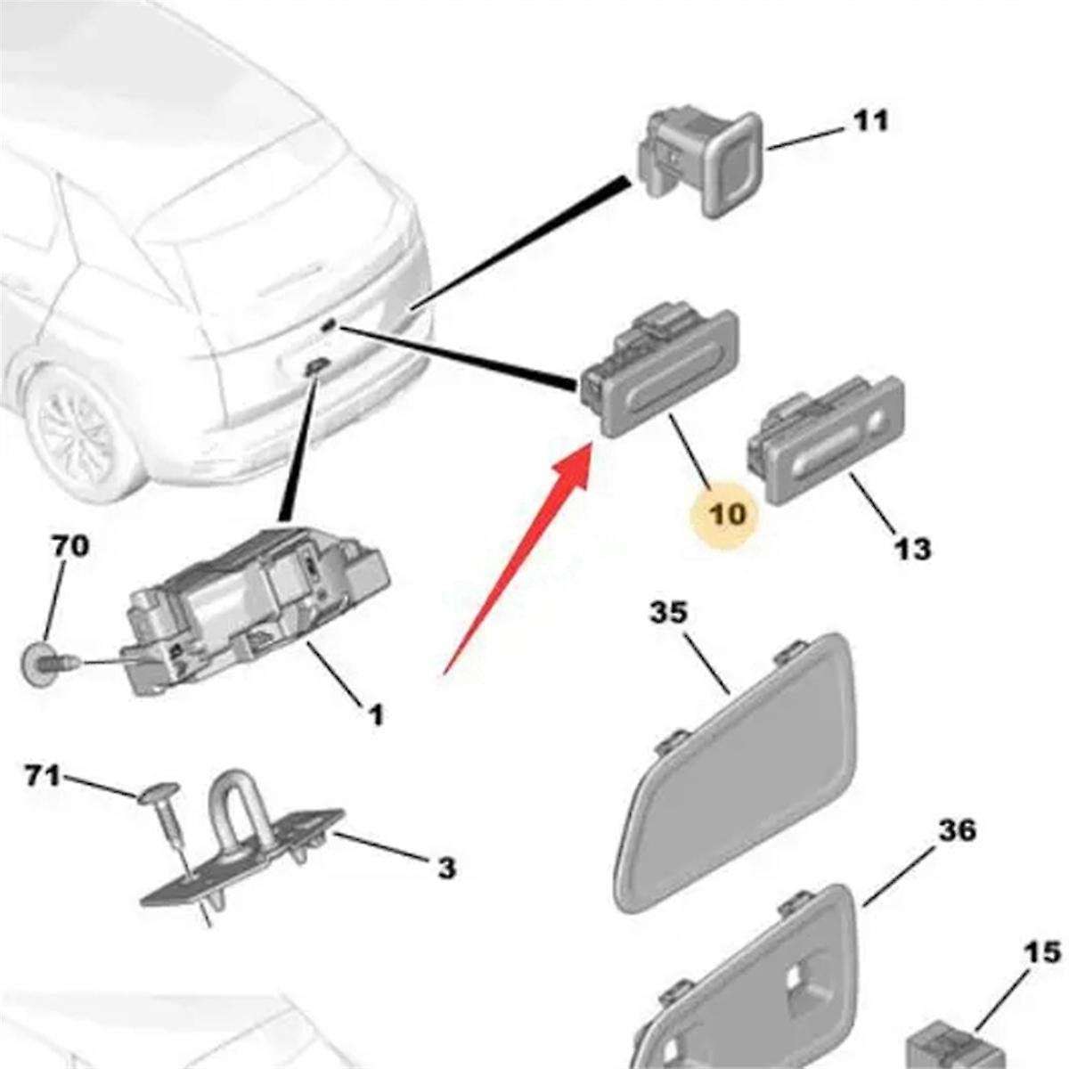 9676028380 Trunk Switch Back Door Switch Back Door Button for 3008 5008 RCZ C3 C4 C5 DS5 DS6