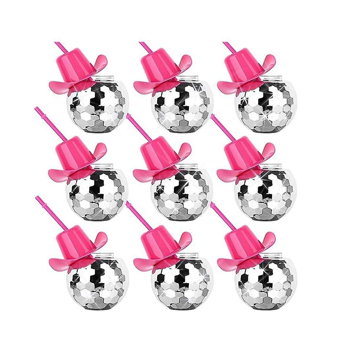 9pcs Spherical Wine Glasses Party Cups with Straws Cocktail Glasses Hat Plated Drinking Glasses Shin