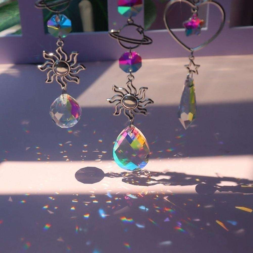 A Crystal Wind Chime Sun Catcher Diamond Prisms Pendant Dream Catcher Rainbow Chaser Hanging Drop Ho