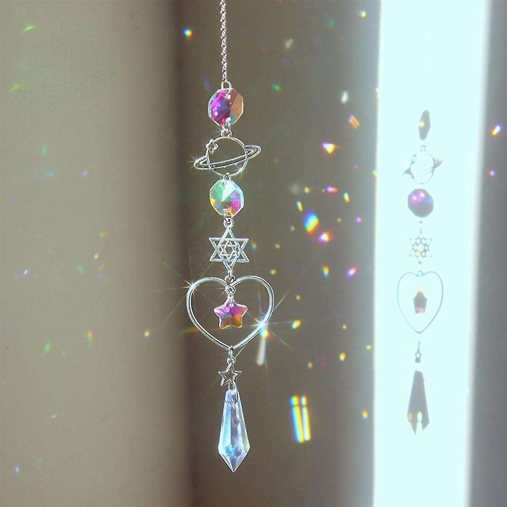 A Crystal Wind Chime Sun Catcher Diamond Prisms Pendant Dream Catcher Rainbow Chaser Hanging Drop Ho