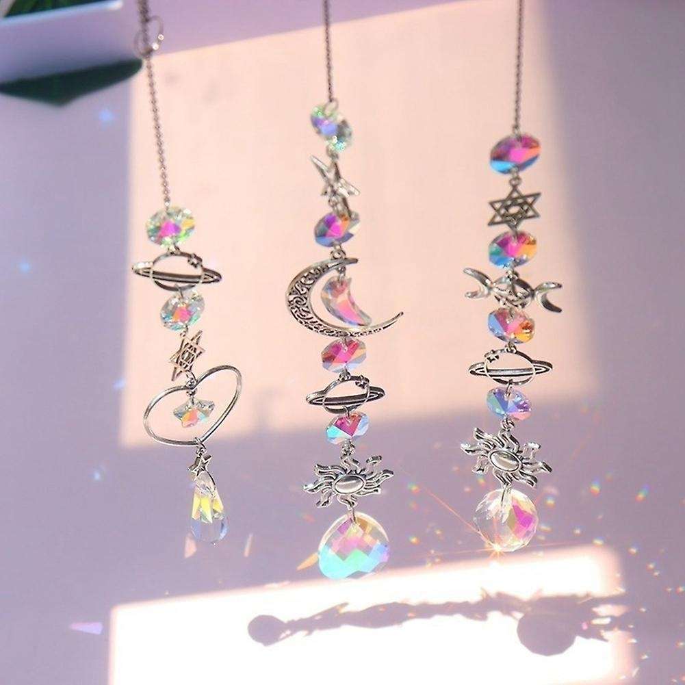 A Crystal Wind Chime Sun Catcher Diamond Prisms Pendant Dream Catcher Rainbow Chaser Hanging Drop Ho