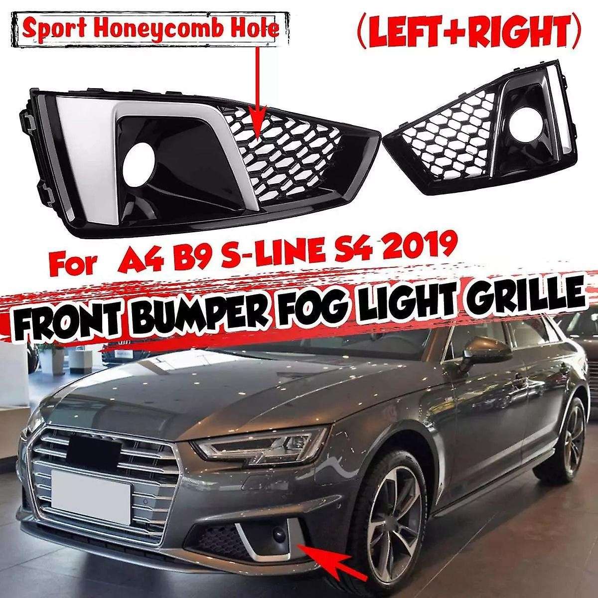 A Pair S-Lines S4 Car Front Bumper Fog Light Lamp Grill Grille Honeycomb for - A4 B9 S-LINES S4 2019
